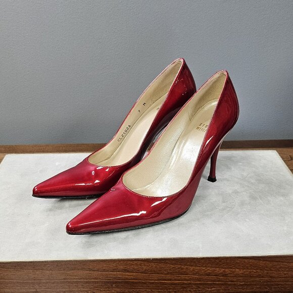 Stuart Weitzman Red Patent Leather Heels - Picture 1 of 5